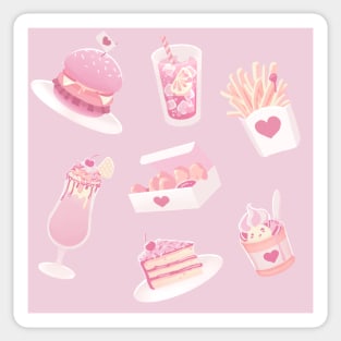 Pink Kawaii Fast Food Sticker